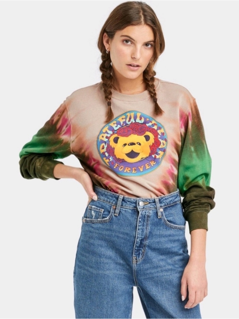 Grateful Dead Sweatshirt Tie Dye Bear Roses
Crewneck Pullover Band